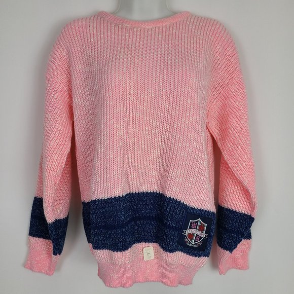 Vintage Weathered Blues Legendary 80's Pastel Pink Blue Sweater - Picture 1 of 6